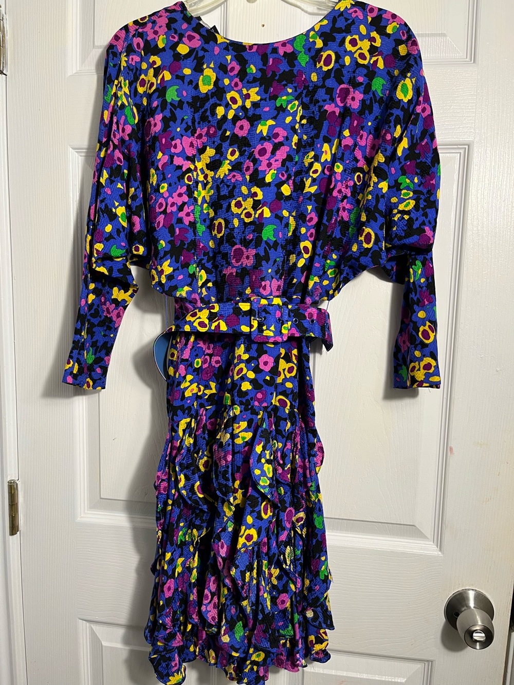 Gillian Vintage Silk Ruffle Floral Print Dress 4